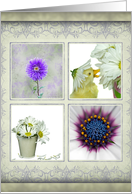 fun floral collage with elegant framework for birthday card