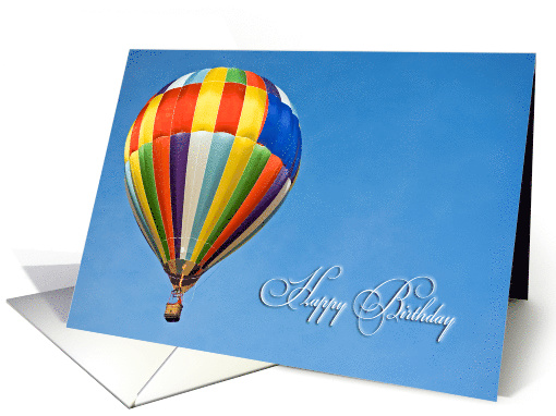 hot air balloon in bright blue blue sky card (626252)