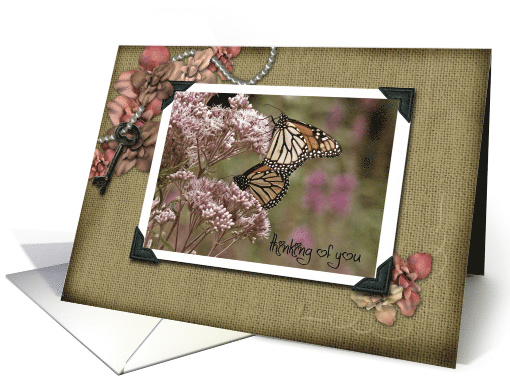 thinking of you monarch butterfly in snapshot photo frame card
