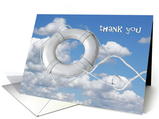 Thank You - life preserver airborne in the sky card (635501)