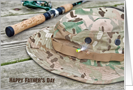 Father’s Day Fishing Hat with Fly and Fishing Pole card