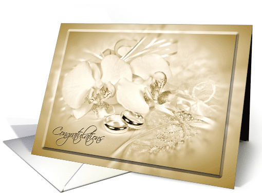 Orchid Bridal Bouquet with Wedding Rings card (643386)