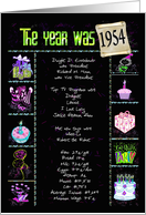 1954 Birth Year fun trivia facts on black with party elements card