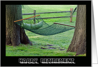 Happy Retirement green hammock card
