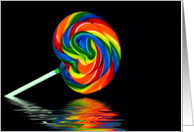 Birthday-colorful lollipop with water reflection card