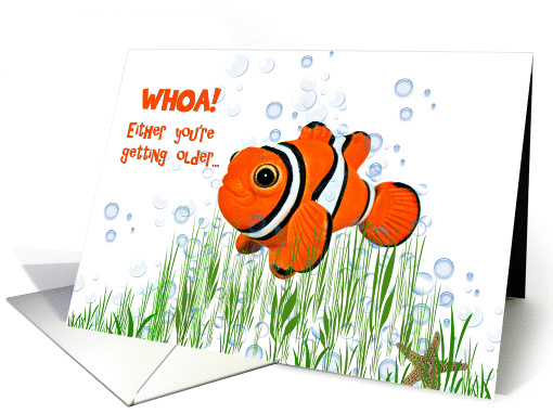 Birthday humor with clown fish card (667883)