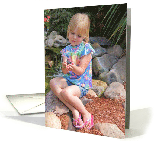 Little Girl In a Garden With a Butterfly for Birthday card (668373)