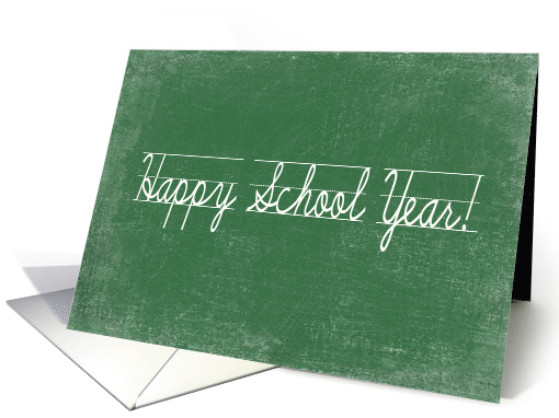 Back to School green chalkboard with cursive penmanship card (674727)