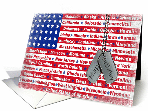 Military Patriotic Birthday With Dog Tags Card 679364