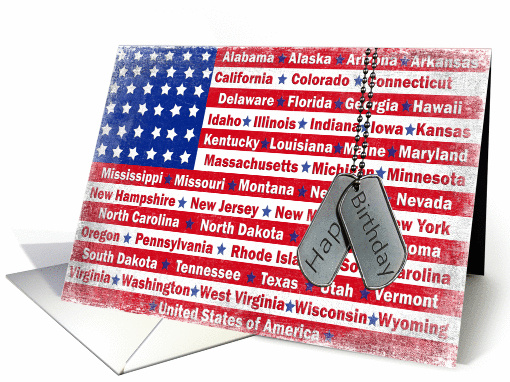 Military patriotic Birthday with dog tags card (679364)