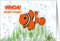 Birthday humor clown fish with starfish in bubbles card