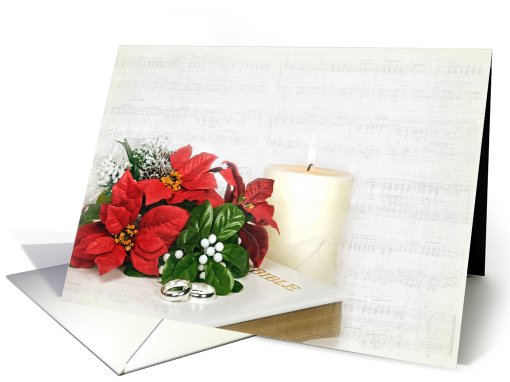 Christmas wedding, 'Bible, Rings and Poinsettias card (699076)