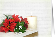 Christmas wedding, ’Bible, Rings and Poinsettias card