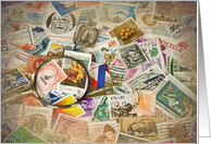 Christmas vintage postage stamp collection card