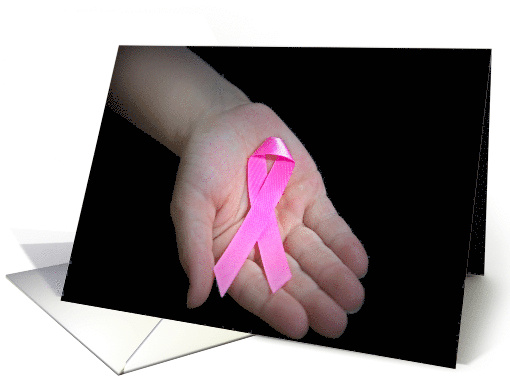 Breast Cancer Awareness Pink Ribbon In Young Girl's Hand card (709922)