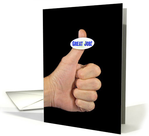 thumb's up gesture for employee on black for great job card (722195)