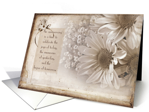 Anniversary daisy bouquet in sepia card (723911)