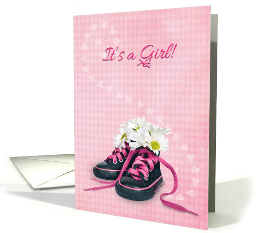 New Baby Girl Congratulations, daisy bouquet in sneakers... (748834)