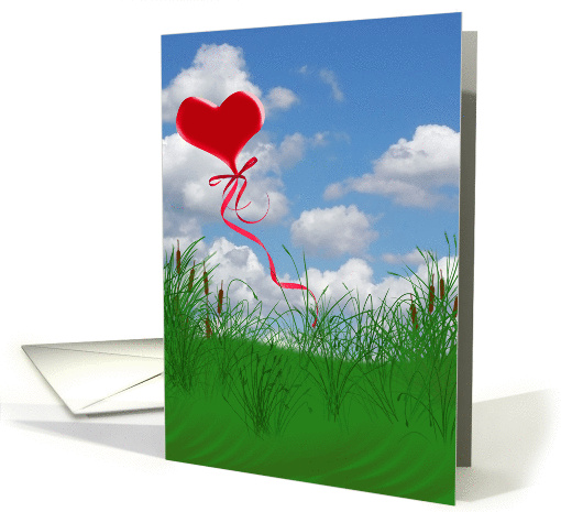 Valentine's Day for sweetheart- heart balloon in sky card (754793)