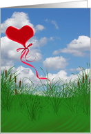 Valentine’s Day for sweetheart- heart balloon in sky card
