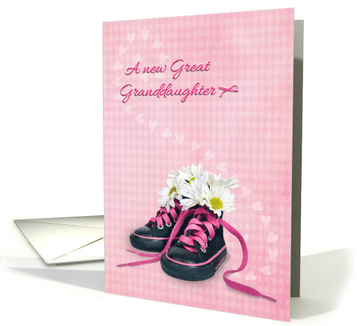 New Great Granddaughter with daisy bouquet in sneakers on... (760537)