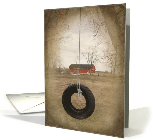 Grandpa's Birthday, Old Tire Swing On the Farm card (765595)