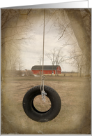 Grandpa’s Birthday, Old Tire Swing On the Farm card