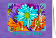 Birthday-close up of colorful daisies card