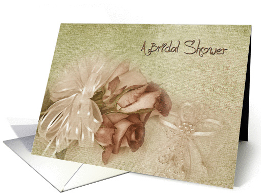 Bridal Shower invitation-rose bouquet on bridal pillow card (769045)
