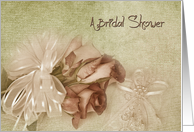 Bridal Shower invitation-rose bouquet on bridal pillow card