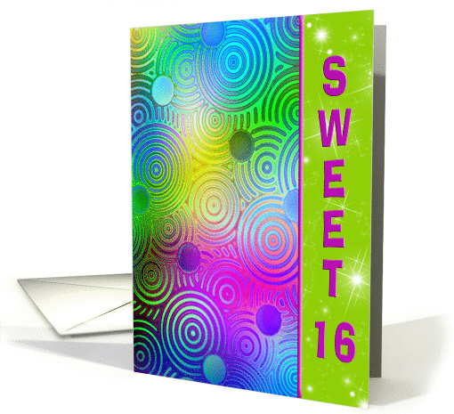 16th Birthday for Girl with neon psychedelic design card (770034)