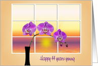 Pink Orchids In Black Vase By Window For 44th Birthday card