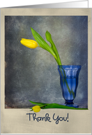 Thank you yellow tulip in blue sundae glass card