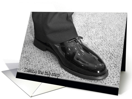 Groomsman request invitation-black patent leather shoe card (779577)