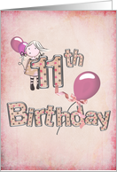birthday party-girl-11th birthday,invitation card