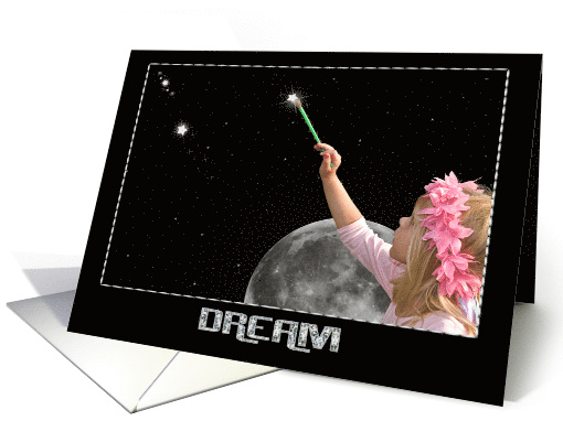Little Girl Painting The Night Sky With Stars For Birthday card