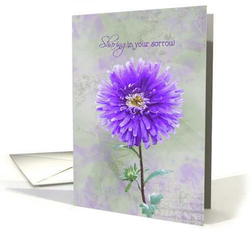 sympathy purple dahlia with watercolor effect card (784531)