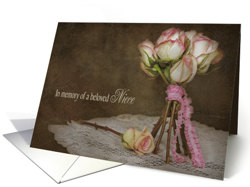 loss of niece rose bouquet with textured overlay card (784675)