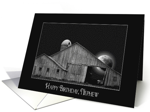 Old Barn and Silo With Moon For Nephew's Birthday card (784722)