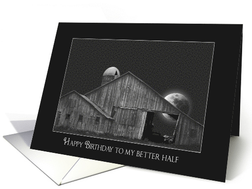 Husband's birthday old barn and silo with full moon card (784725)
