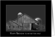 Husband’s birthday old barn and silo with full moon card