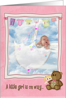 umbrella, baby, girl, invitation, baby shower card