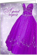 Maid of honor, dress, wedding, purple, pearl card