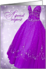 Maid of honor, dress, wedding, purple, pearl card