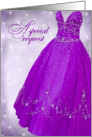 Matron of honor, dress, wedding, purple, pearl card