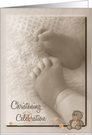 christening-baby-feet-teddy bear-invite card