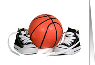 New Grandson, sneakers with basketball on white background card