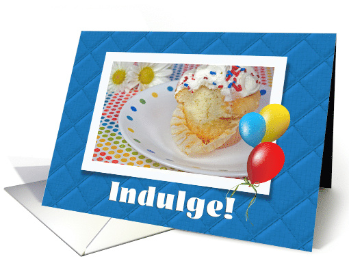 Bite Out Of Birthday Cupcake with Balloon Bouquet card (797711)