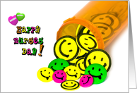 Nurses Day happy pills spilling out of prescription bottle, card