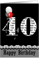 40th Birthday for woman-balloons on black card